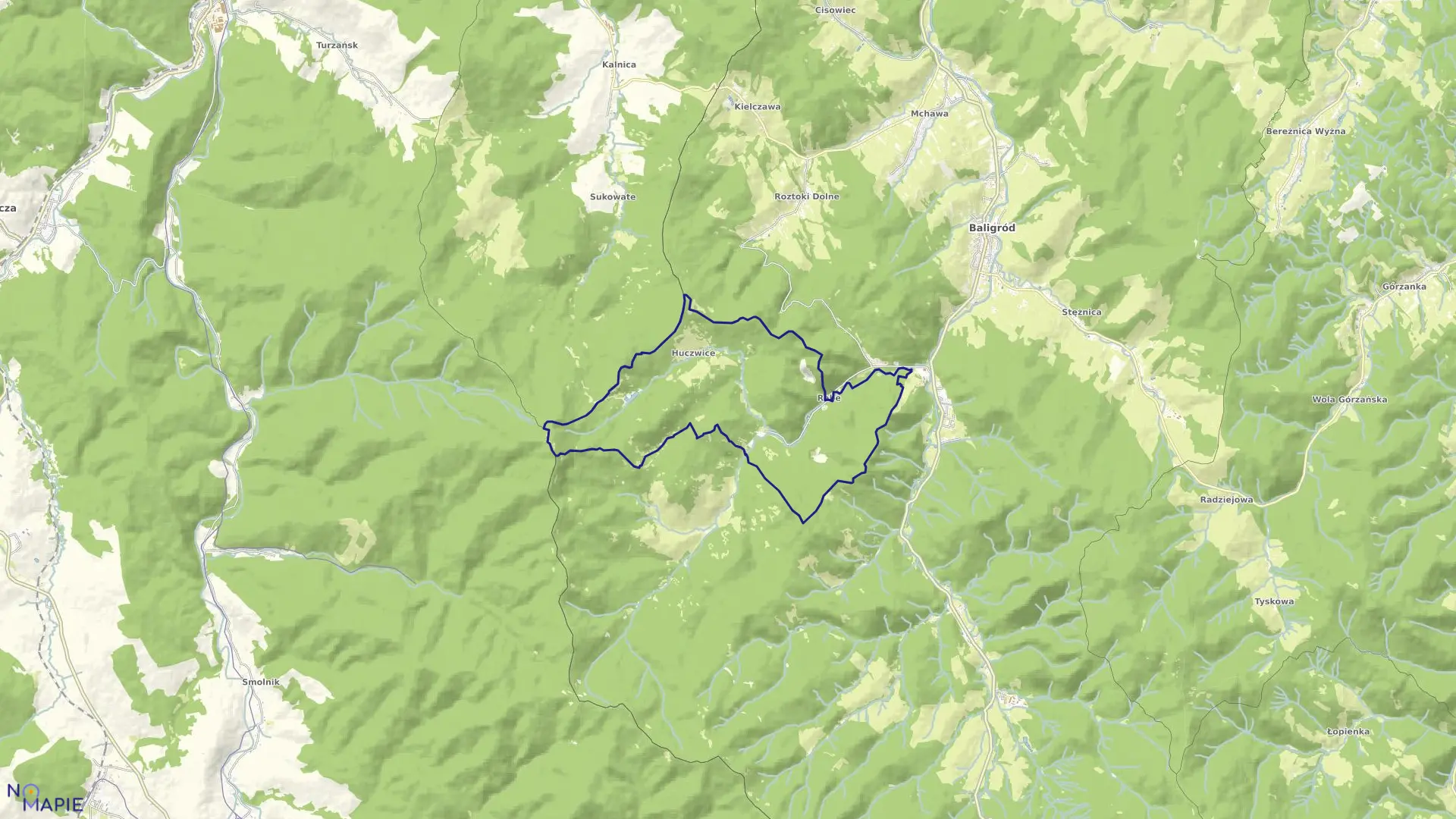 Mapa obrębu HUCZWICE w gminie Baligród