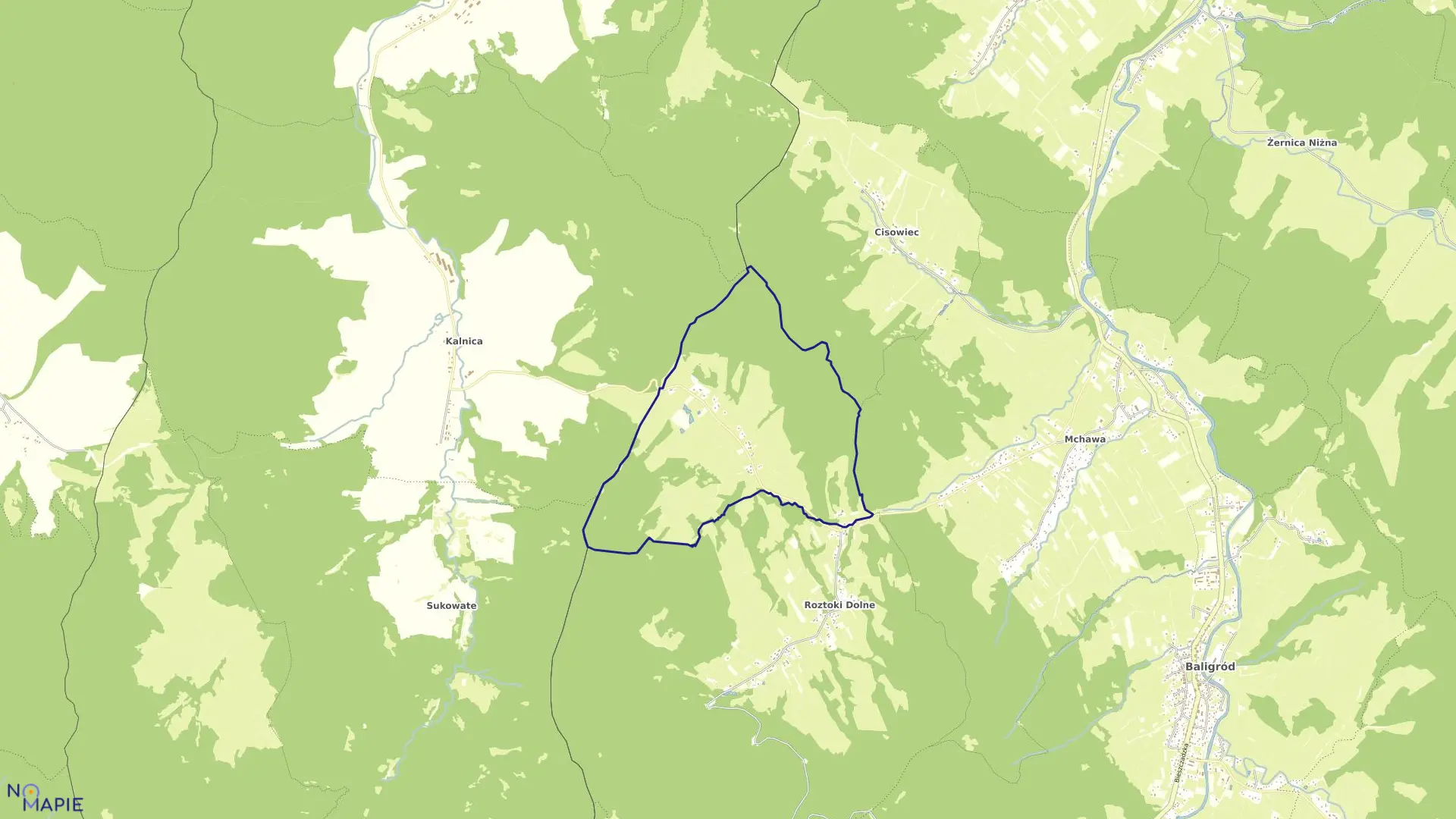 Mapa obrębu KIELCZAWA w gminie Baligród