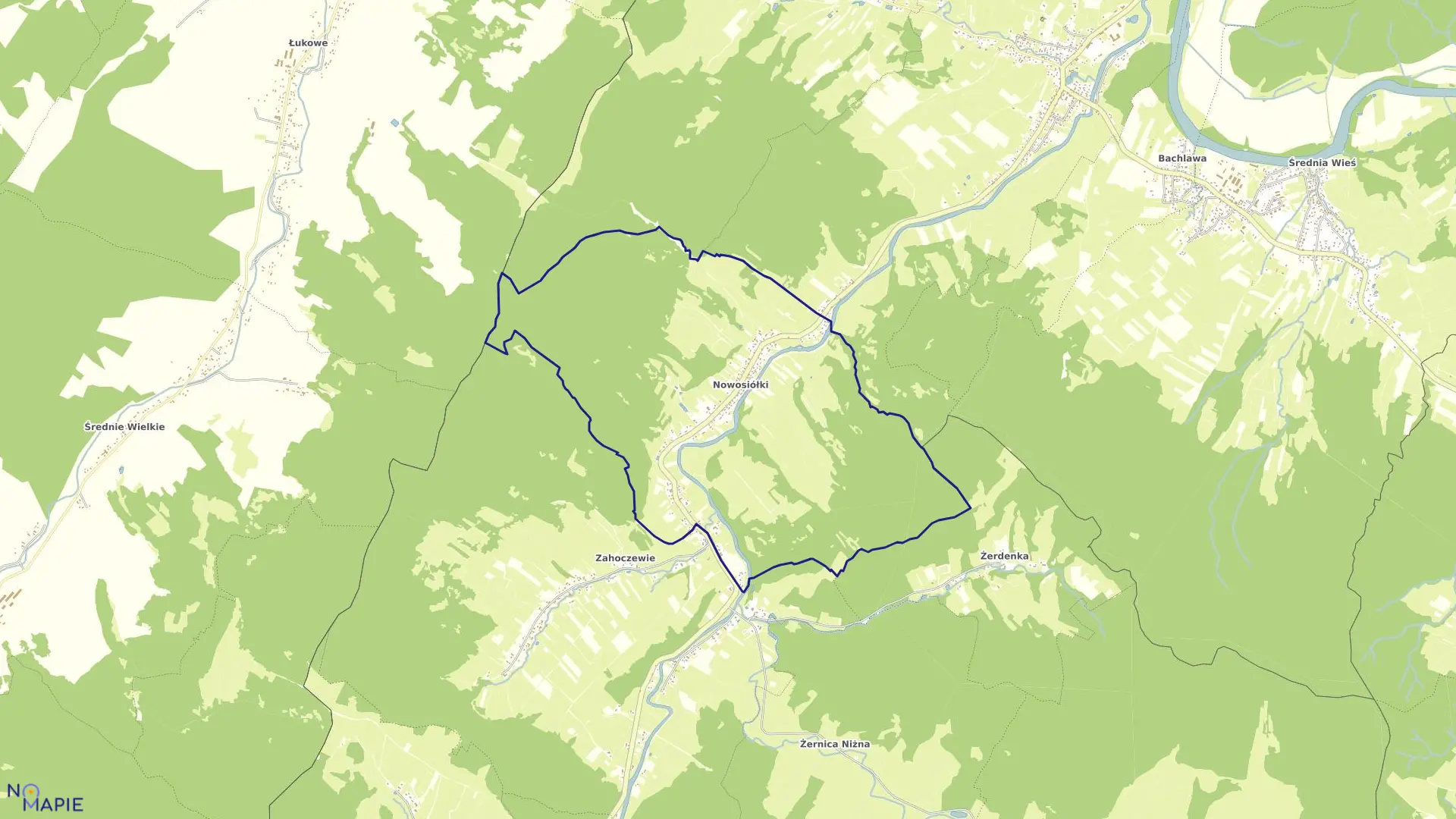 Mapa obrębu NOWOSIÓŁKI w gminie Baligród