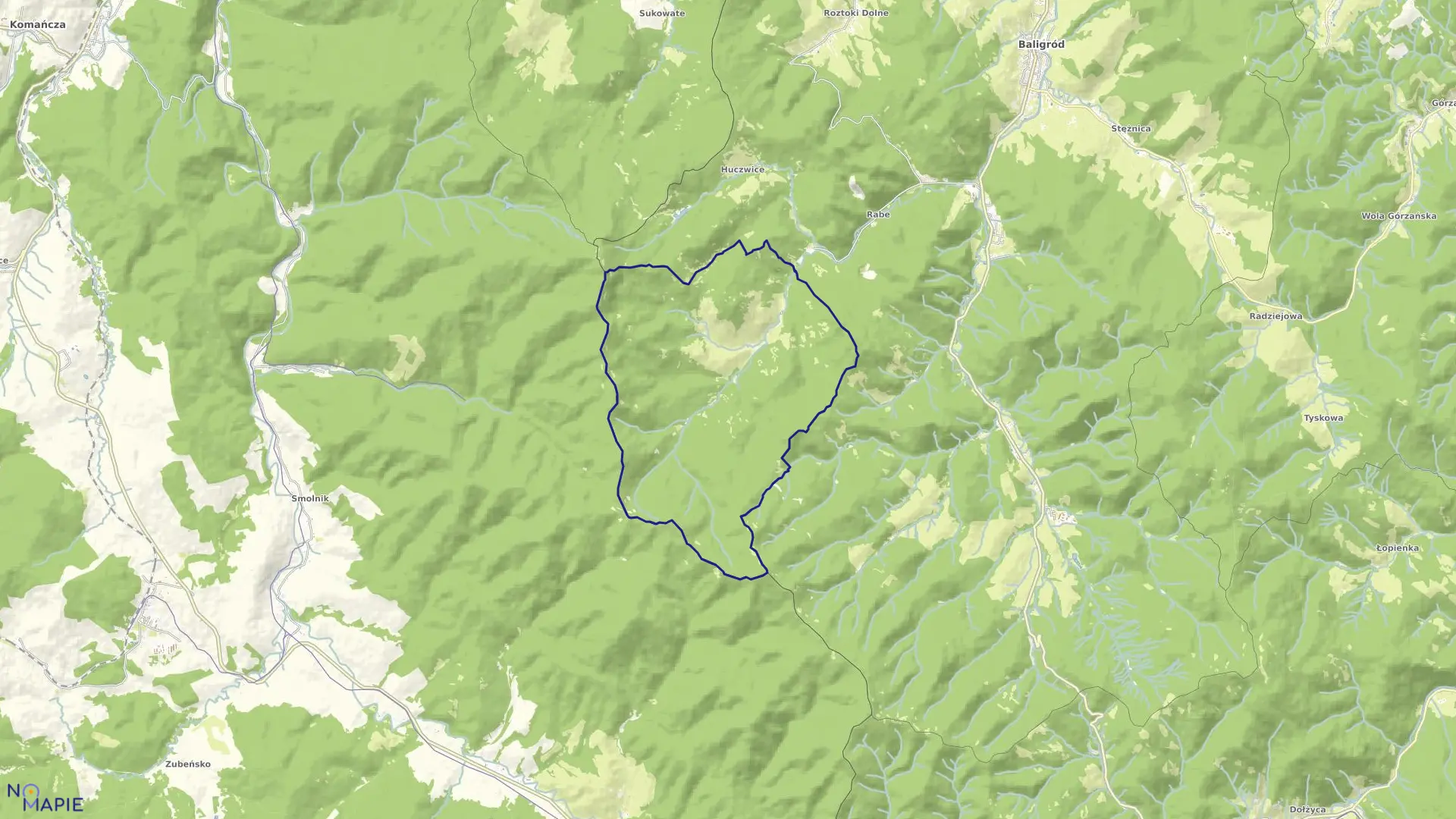 Mapa obrębu RABE w gminie Baligród