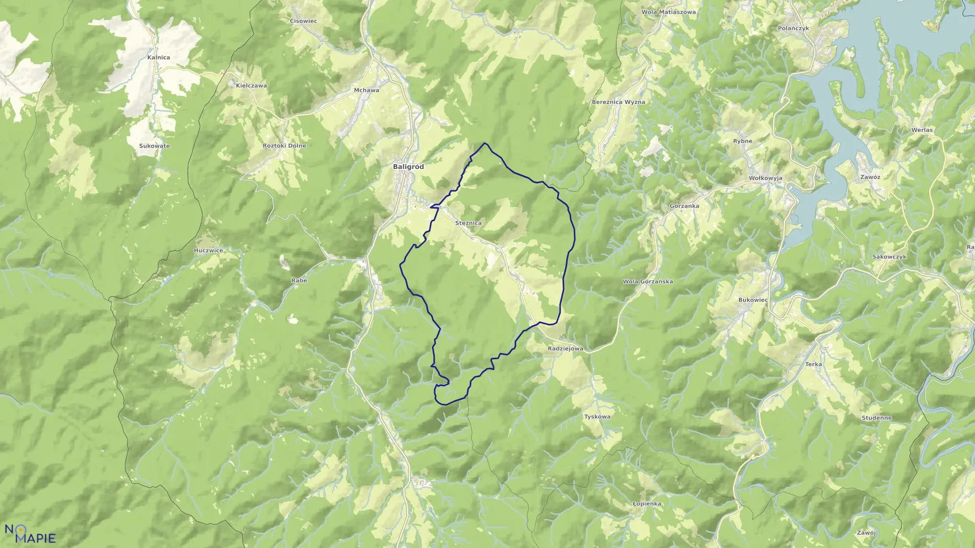 Mapa obrębu STĘŻNICA w gminie Baligród