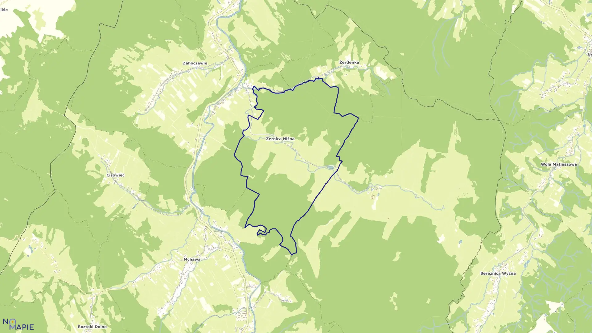 Mapa obrębu ŻERNICA NIŻNA w gminie Baligród