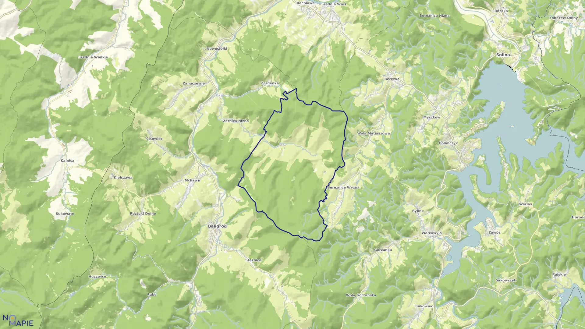 Mapa obrębu ŻERNICA WYŻNA w gminie Baligród